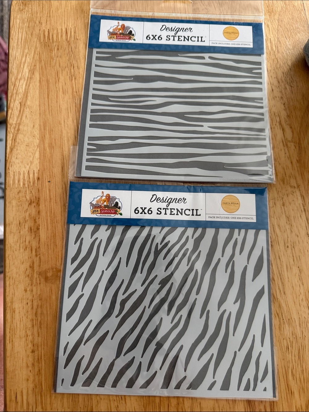 6X6 Tiger & Zebra reusable Stencils. NWT